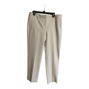 Womens creme Ankle dress pants with button and zipper front, Size 14
